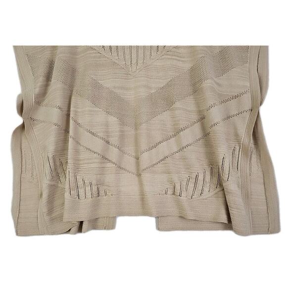 Chico's ~Woman S/M~ Beige/Tan Knit Short Sleeve Kimono Open Front Cotton Blend. - Picture 8 of 11